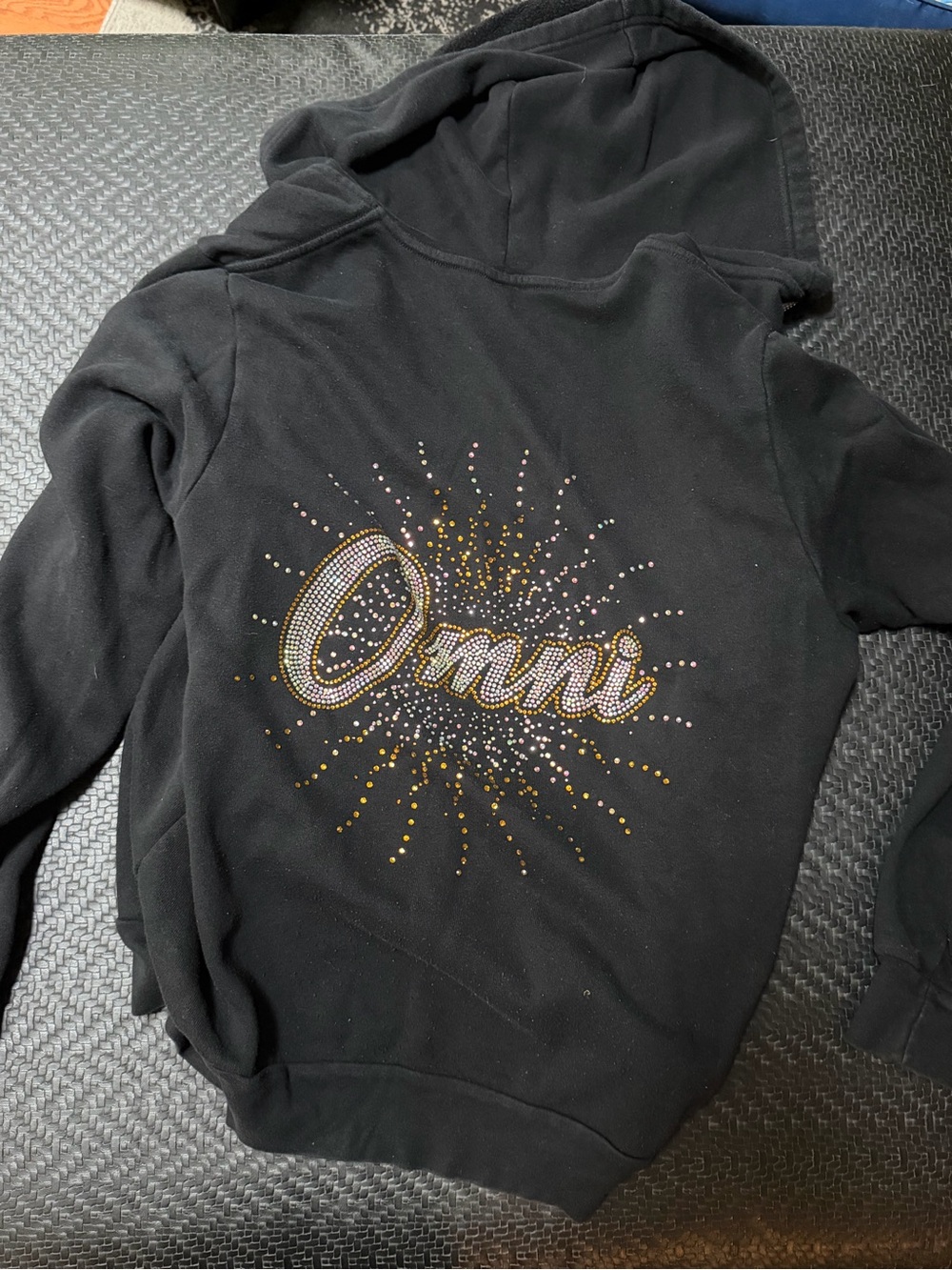 Embellished Black Hoodie Sweater